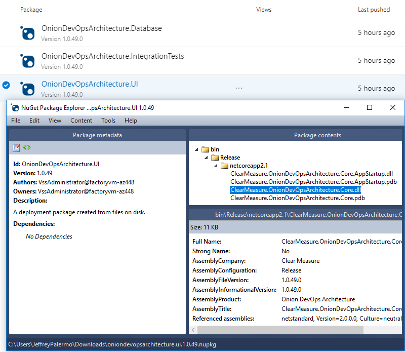 Figure 24: The version of the release candidate is stamped on the NuGet packages as well as every assembly inside.    