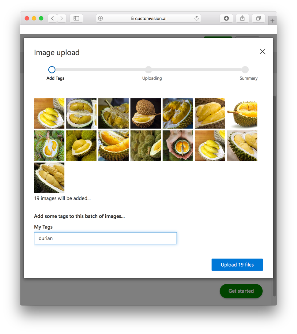 Figure 23      : Tagging and uploading the series of durian images    