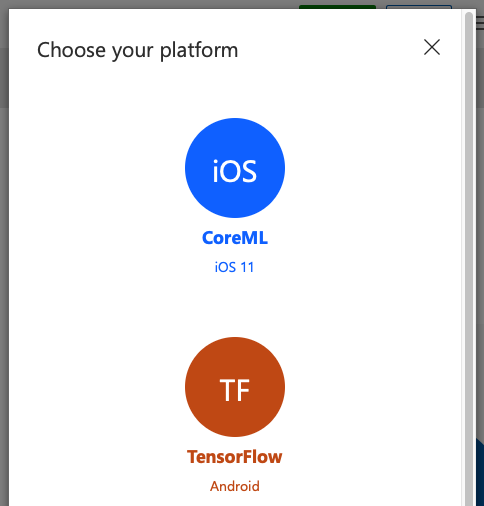 Figure 37      : Exporting the model for iOS (CoreML) and Android (TensorFlow)    