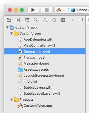Figure 38      : Drag and drop the Durians.mlmodel file into the Xcode project.    