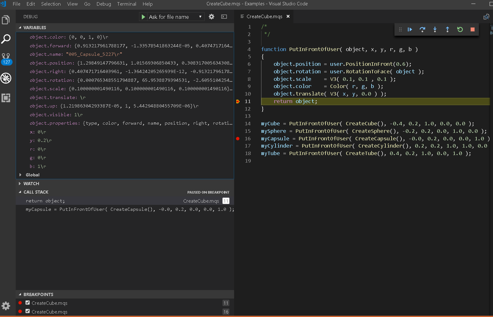 Figure       3: VS Code Debugger connected to Unity