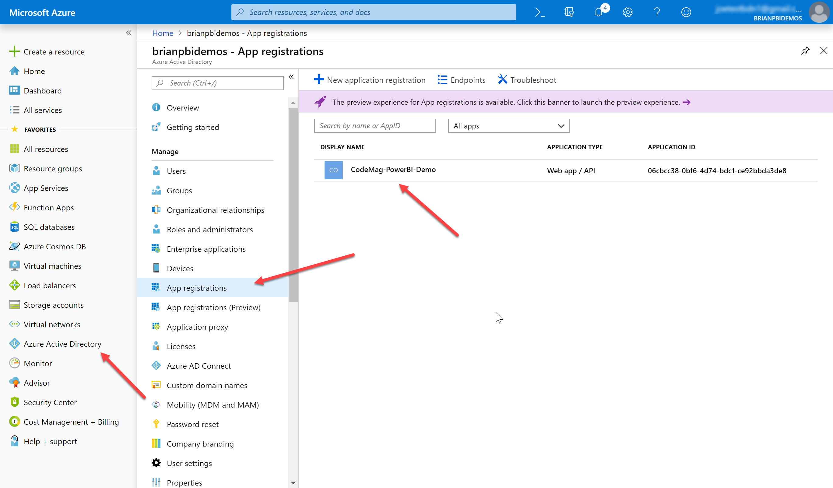 Figure 14: Access the application registration in the Azure Portal.