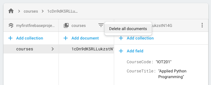 Figure 22: Deleing all documents in the collection