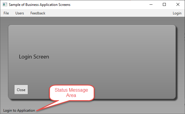 Figure 1: Add a status message area to display messages from user controls.