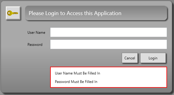 Figure 4: Add validation messages to your login screen.