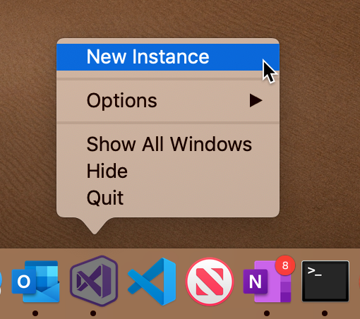 Figure 8: Right-click the VSM icon to open a new instance. 