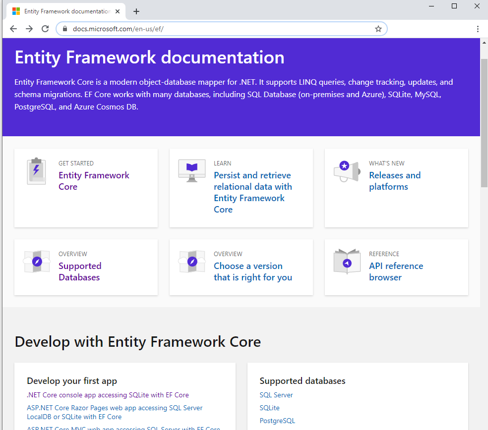 Figure 1: The redesigned EF Docs Home