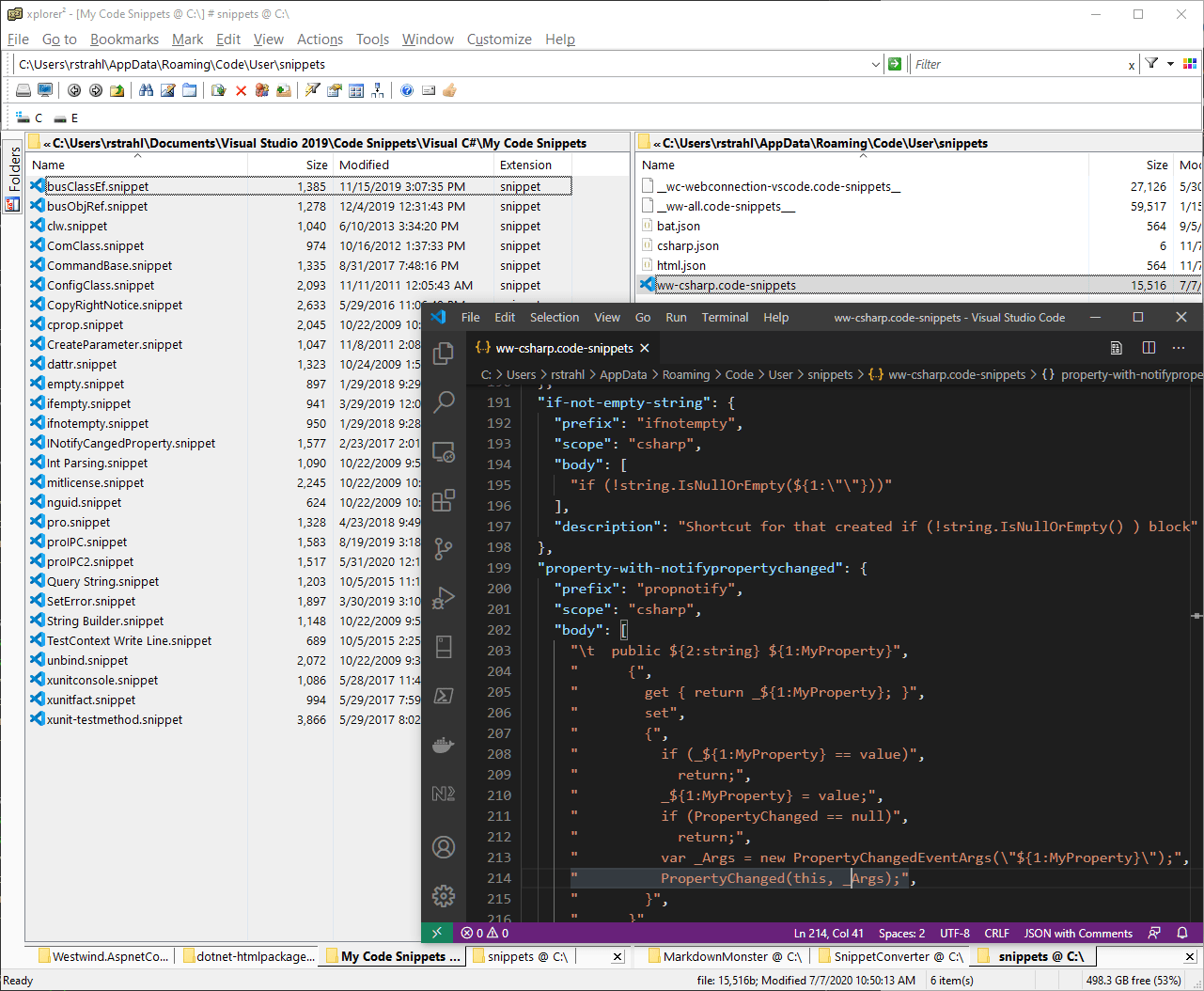 Figure 11: Migrated code snippets from the Snippet Converter in VS Code