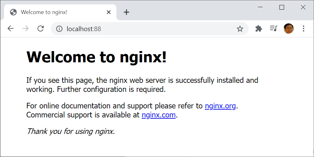 Figure 16      : Testing the NginX server in a Docker container