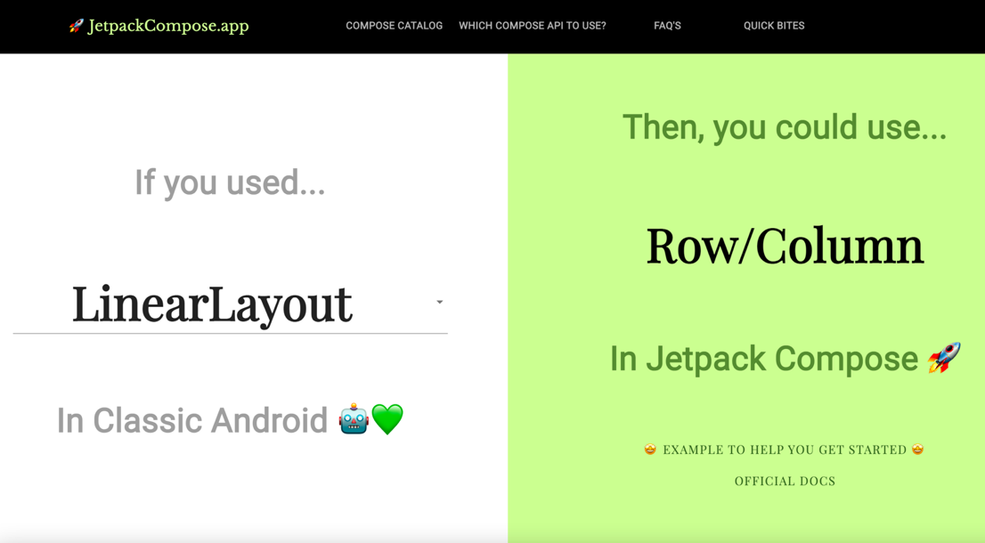 Figure 8: JetpackCompose.app is a tool that helps you answer "Which Compose API to use?"