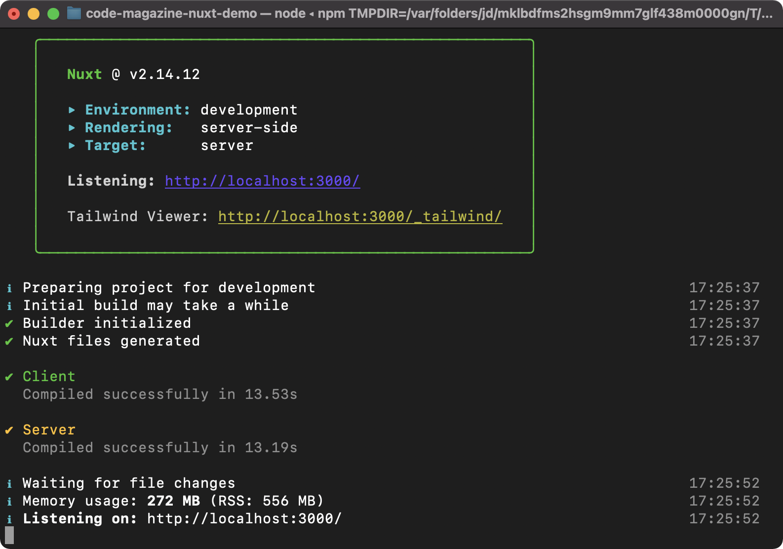 Figure 5: CLI finishes compiling and building the app.