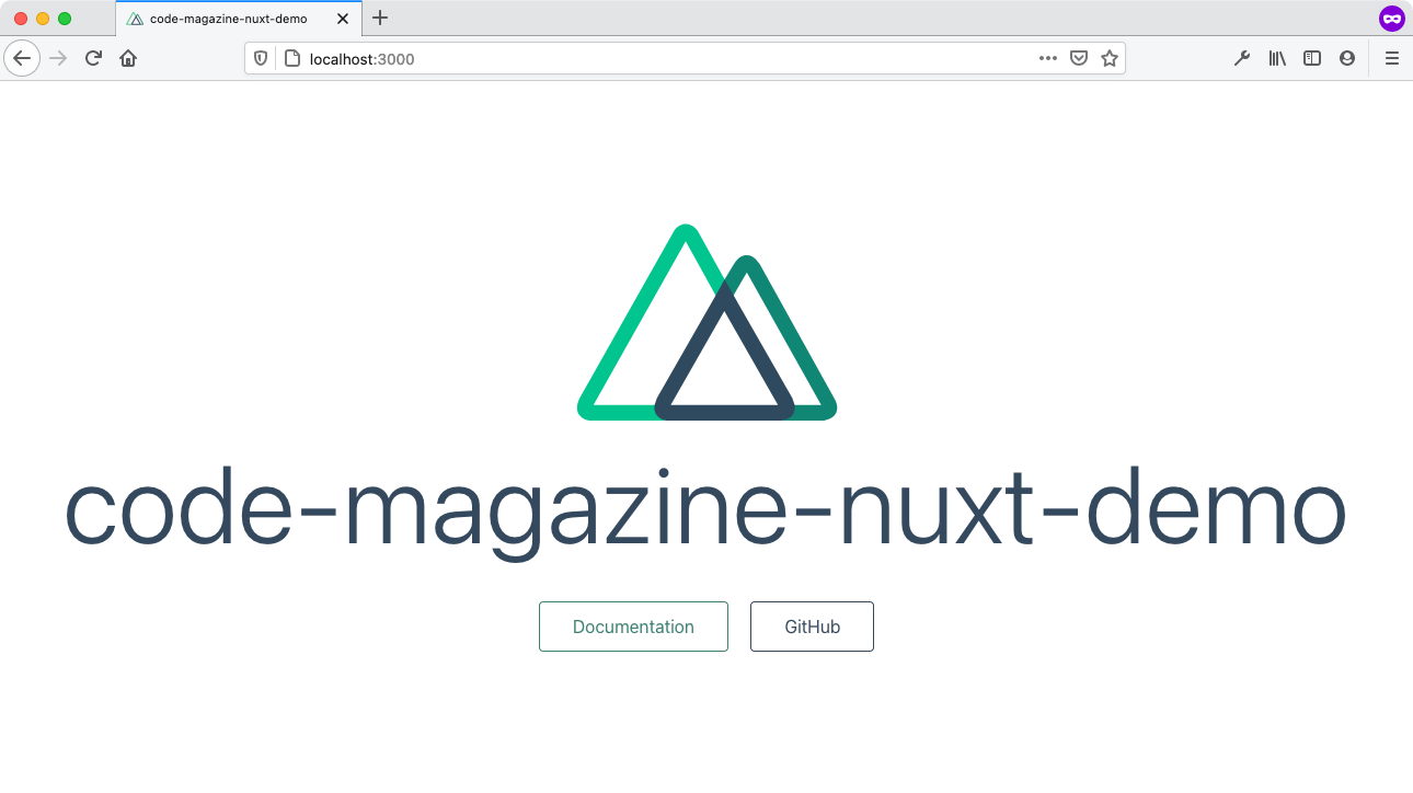 Figure 6: Nuxt.js app running in the browser.