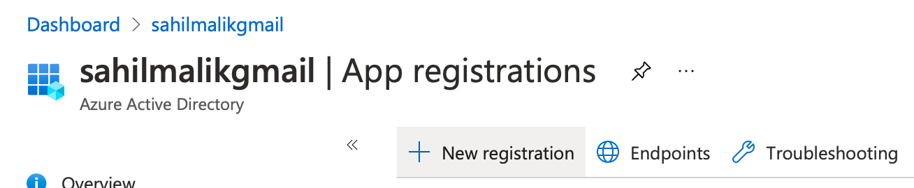 Figure 1: Create a new app registration.