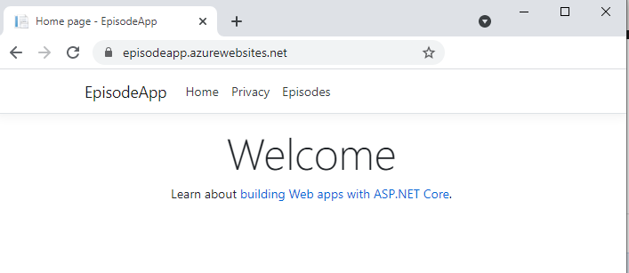 Figure 7: The home page of the Web app now running on Azure
