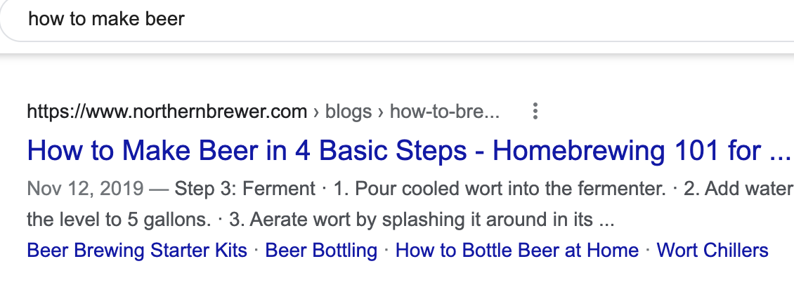 Figure 1: Search for making beer at home.