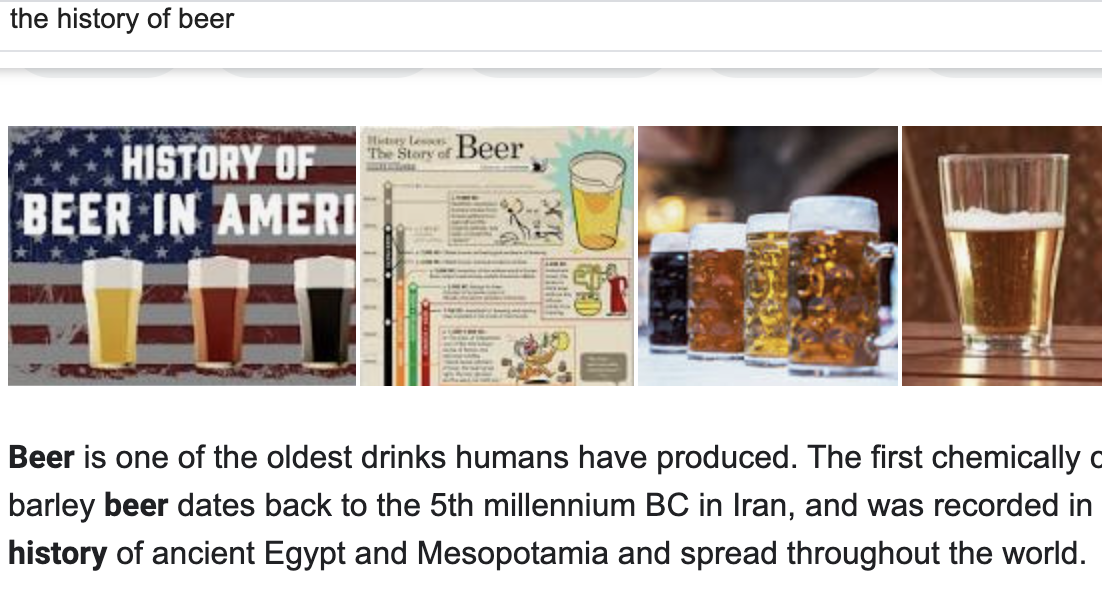 Figure 3: Search for the history of beer making.