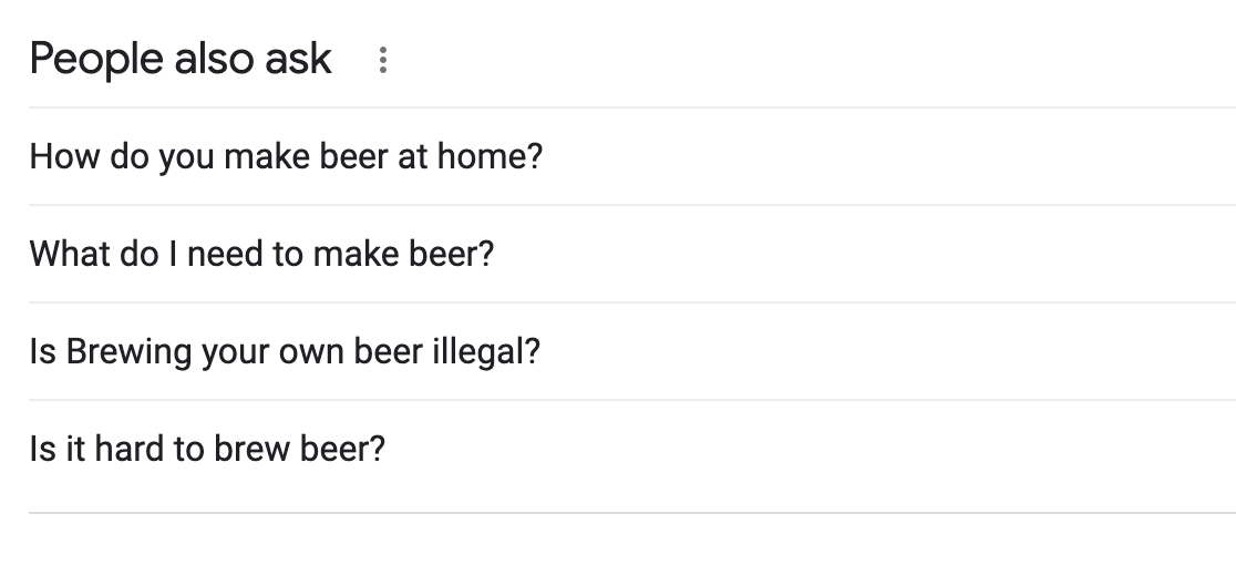 Figure 4: Possible responses to a search about beer making