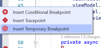 Figure 27: Add temporary breakpoint