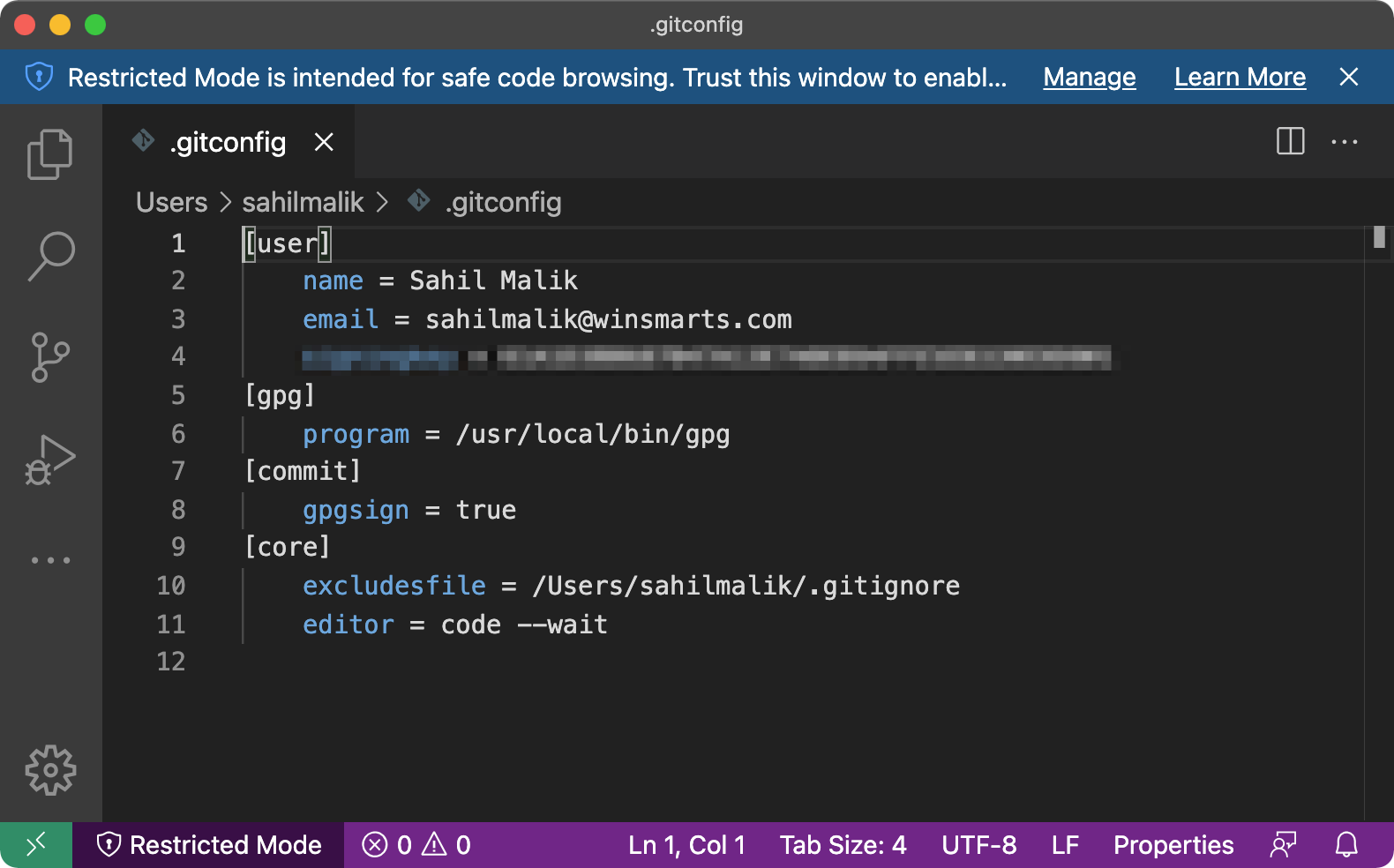 Figure 1: VSCode as my default editor for Git.