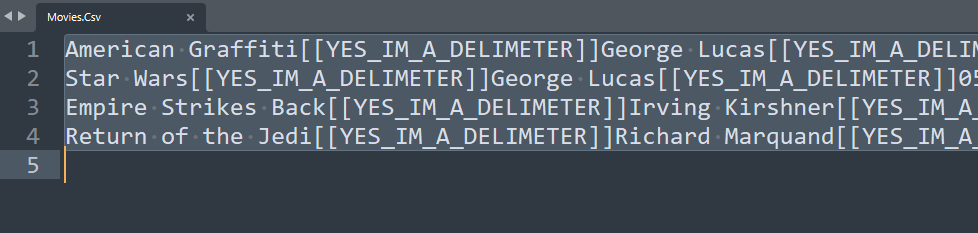 The CSV file with the CRAZY delimiter