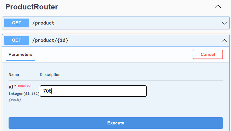 Figure 5: Swagger allows you to enter an ID to call the Get(id) method.