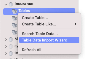 Figure 4: Import data into the table.