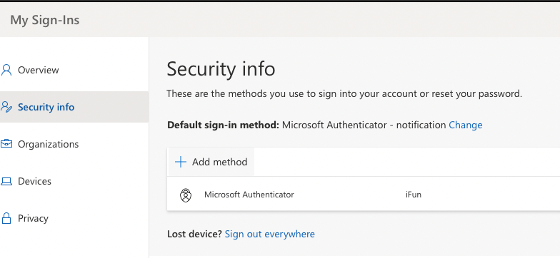 Figure 7: Add an authentication method for the user.