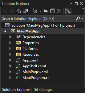 Figure 1: The Solution Explorer in Visual Studio