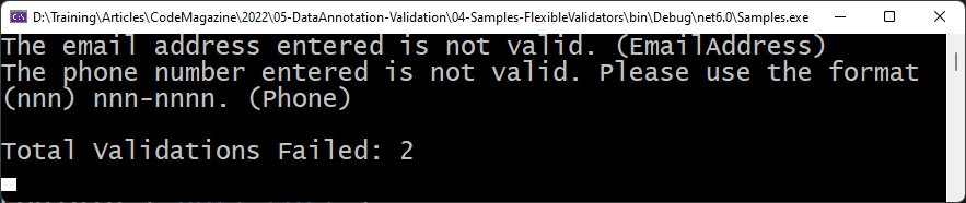Figure 8: It's best to use your own error messages for the regular expression attributes.