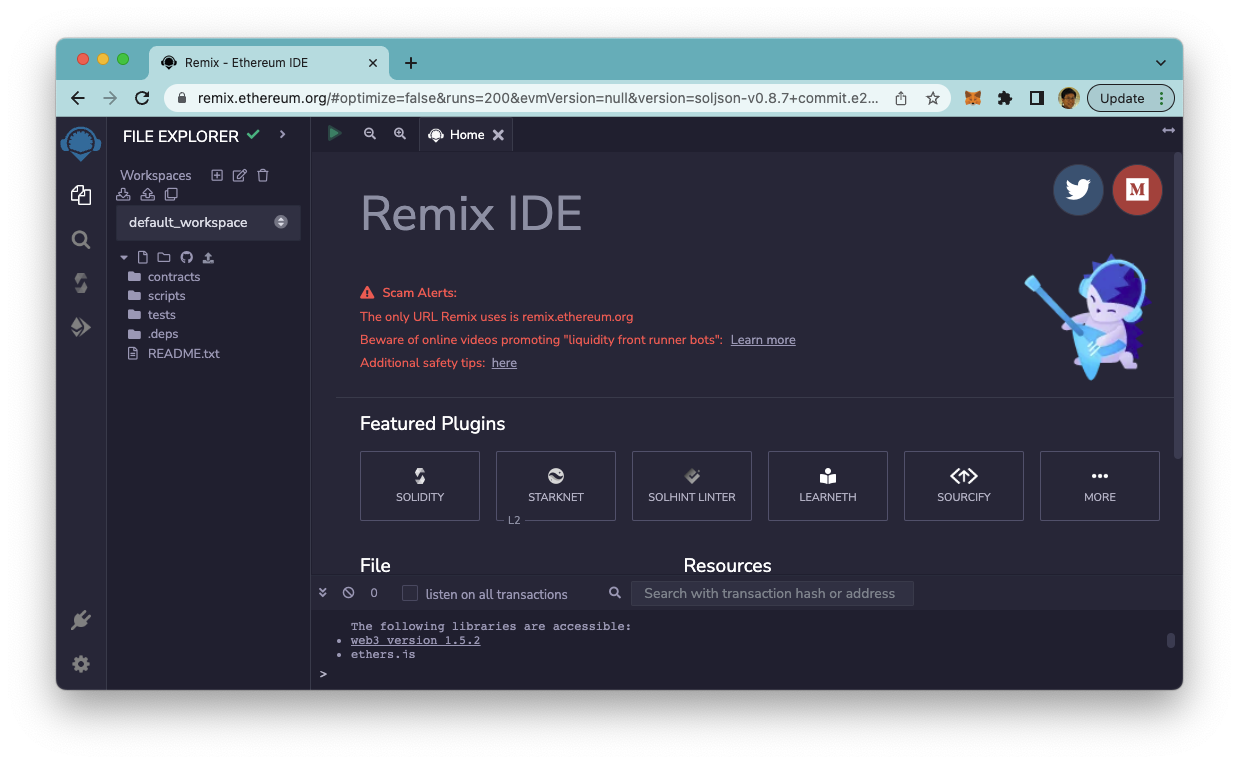 Figure 2: Loading up Remix IDE