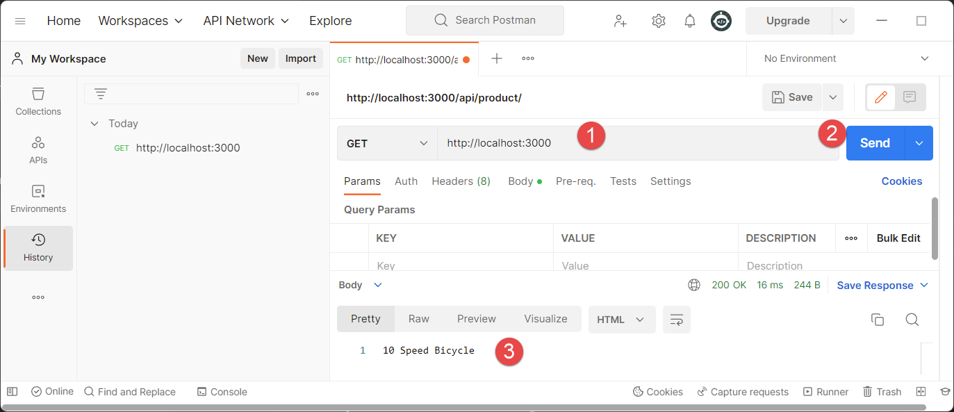 Figure 3: Use Postman to send Web API requests and to view the data returned.