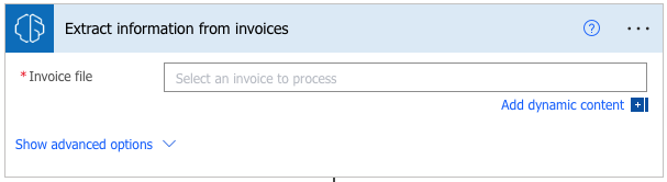 Figure 7: A connector with an action to extract information from invoices