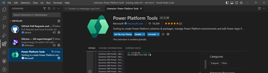 Figure 1: Power Platform Extension for Visual Studio Code