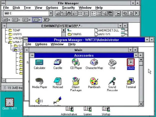 Figure 1: Windows 3.1's desktop running in glorious 640x480 resolution. Not all computers were powerful enough for such graphical indulgence.