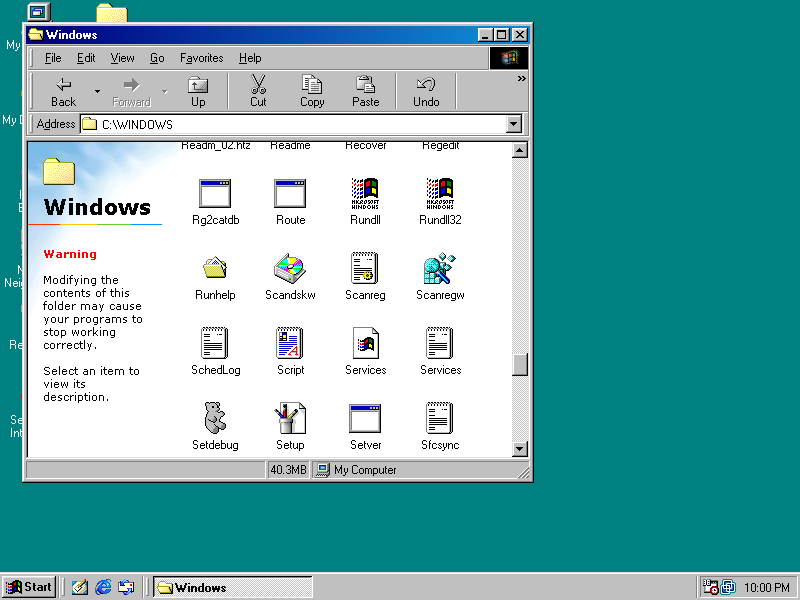 Figure 1: The Windows 98 Desktop with File Manager