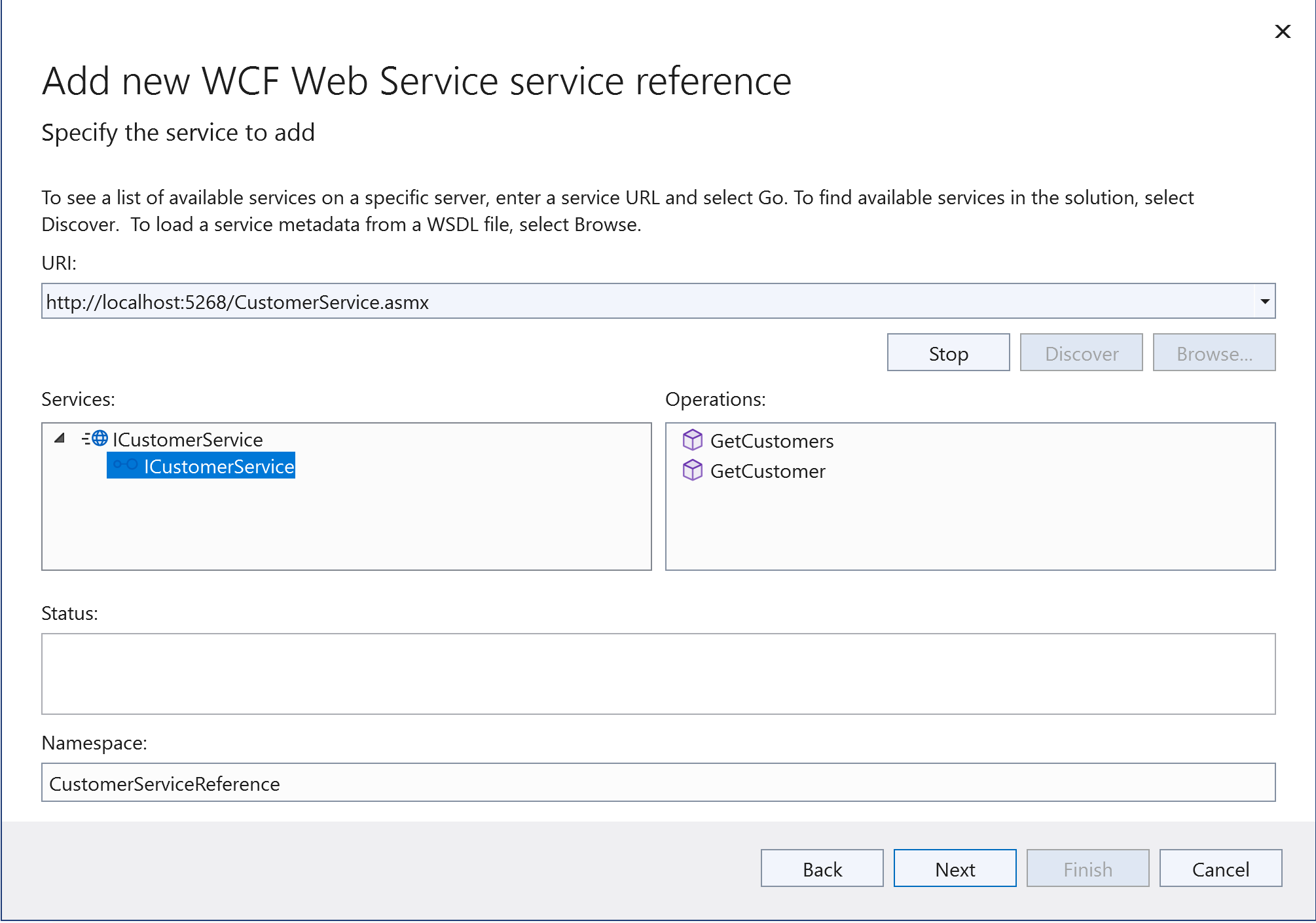 Figure 4: Adding a new Service Reference